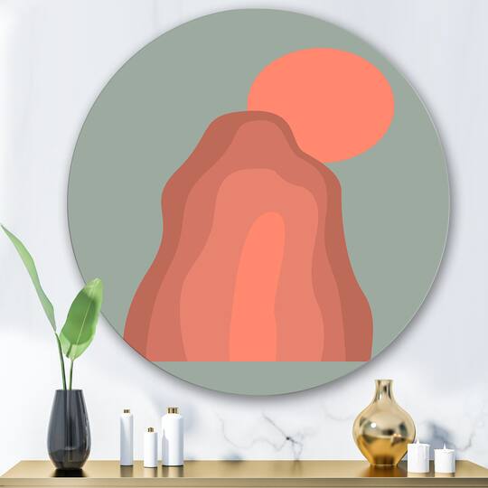 Designart - Pink Sunset Mountain Landscape